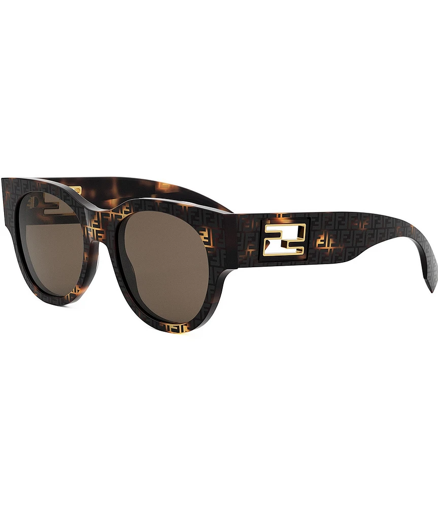 FENDI Women's Baguette 53mm FF Havana Round Sunglasses