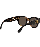 FENDI Women's Baguette 53mm FF Havana Round Sunglasses