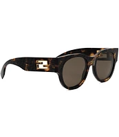 FENDI Women's Baguette 53mm FF Havana Round Sunglasses