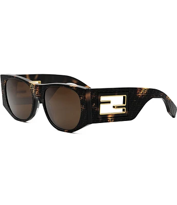 FENDI Women's Baguette 54mm Logo Havana Oval Sunglasses