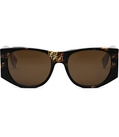 FENDI Women's Baguette 54mm Logo Havana Oval Sunglasses