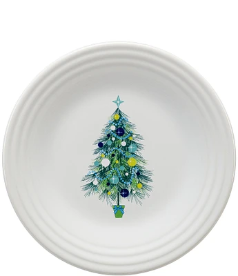 Fiesta Blue Christmas Tree on White Luncheon Plate