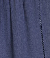Figueroa & Flower Scoop Neck 3/4 Sleeve Lace Yoke Blouse
