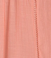Figueroa & Flower Scoop Neck 3/4 Sleeve Lace Yoke Blouse