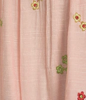Figueroa & Flower Woven Embriordered Floral Crew Neck 3/4 Bell Sleeve Blouse