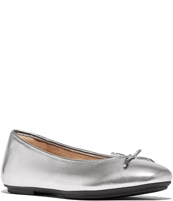 FitFlop Delicato Bow Soft Metallic Leather Ballet Flats