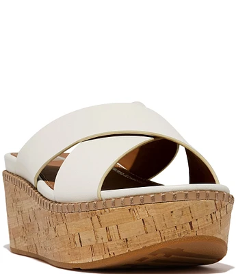 FitFlop Eloise Leather Cork Wedge Cross Slides