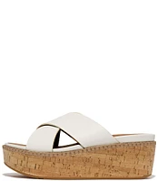 FitFlop Eloise Leather Cork Wedge Cross Slides