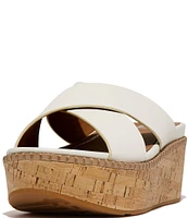 FitFlop Eloise Leather Cork Wedge Cross Slides