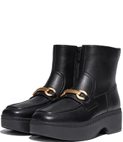 FitFlop F-Luma Chunky-Snaffle Leather Demi-Wedge Platform Ankle Boots