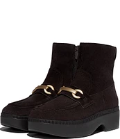 FitFlop F-Luma Chunky-Snaffle Suede Demi-Wedge Platform Ankle Boots