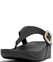 FitFlop Lulu Crystal-Buckle Leather Toe-Post Sandals