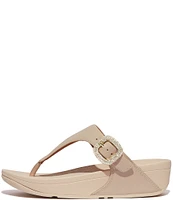 FitFlop Lulu Crystal-Buckle Leather Toe-Post Sandals