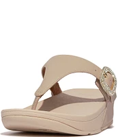 FitFlop Lulu Crystal-Buckle Leather Toe-Post Sandals