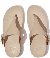 FitFlop Lulu Crystal-Buckle Leather Toe-Post Sandals