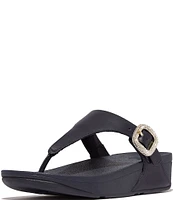 FitFlop Lulu Crystal-Buckle Leather Toe-Post Sandals