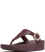 FitFlop Lulu Crystal-Buckle Leather Toe-Post Sandals