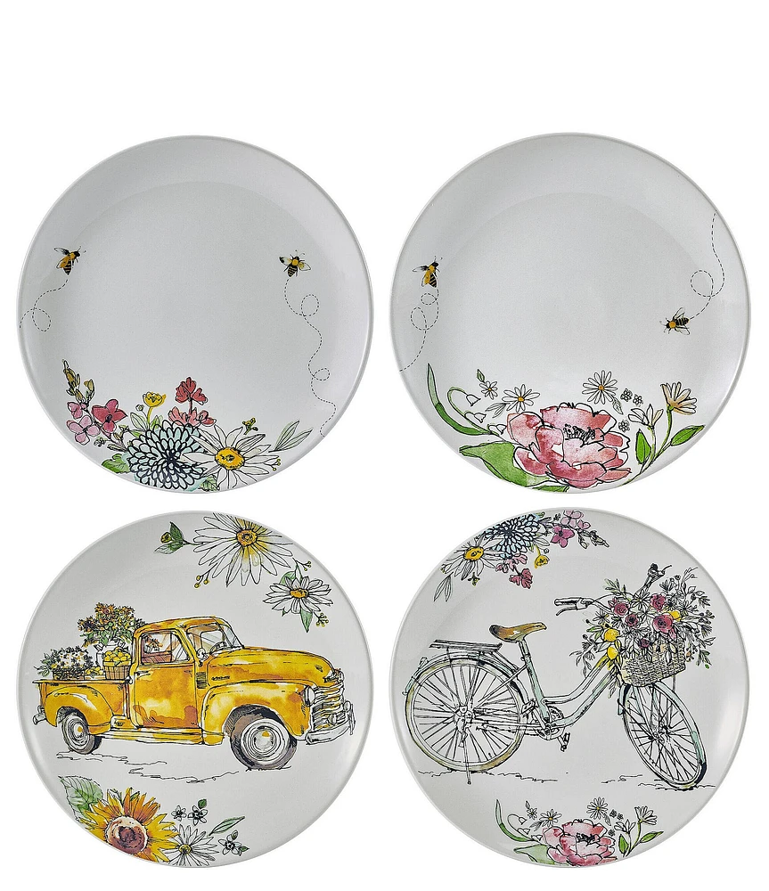 Fitz And Floyd Emis Garden Assorted Party Plates, Set of 4