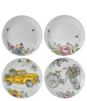 Fitz And Floyd Emis Garden Assorted Party Plates, Set of 4