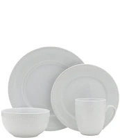 Fitz and Floyd Everyday White Beaded 16-Piece Dinnerware Set