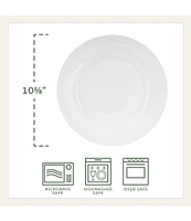 Fitz and Floyd Everyday White Beaded Dinner Plates, Set of 4