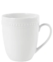 Fitz and Floyd Everyday White Beaded Mugs, Set of 4