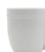 Fitz and Floyd Everyday White Beaded Mugs, Set of 4