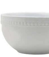 Fitz and Floyd Everyday White Beaded Soup/Cereal Bowls, Set of 4