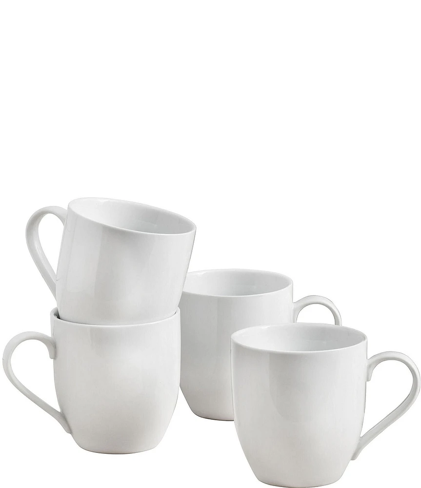 Fitz and Floyd Everyday White Coupe Mugs, Set of 4