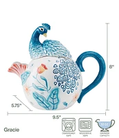 Fitz and Floyd Gracie Teapot With Peacock Lid