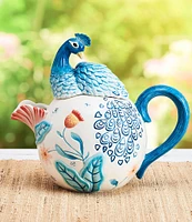 Fitz and Floyd Gracie Teapot With Peacock Lid