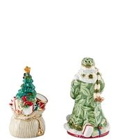 Fitz and Floyd Holiday Home Green Salt and Pepper Shaker Set