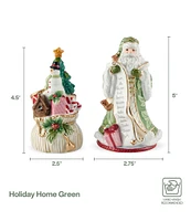 Fitz and Floyd Holiday Home Green Salt and Pepper Shaker Set