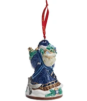 Fitz And Floyd Renaissance Blue Santa Bell Ornament