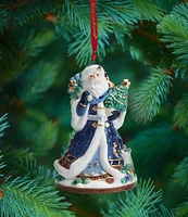 Fitz And Floyd Renaissance Blue Santa Bell Ornament