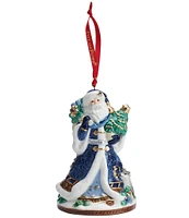 Fitz And Floyd Renaissance Blue Santa Bell Ornament