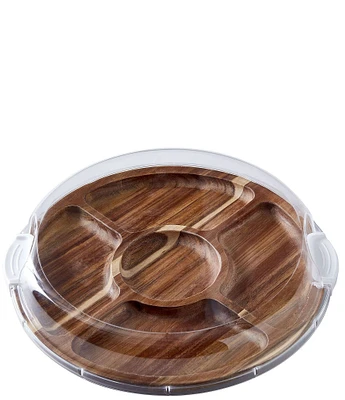 Farberware Round Build-A-Board Cutting Board with Clear Locking Lid