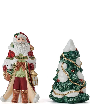 Fitz and Floyd Telluride Santa and Tree Salt and Pepper Shaker Set