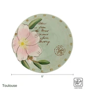 Fitz and Floyd Toulouse Floral Appetizer Plates, Set of 4