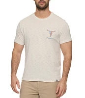 Flag and Anthem Americana Bull Skull Short Sleeve T-Shirt