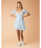 Flag and Anthem Aubrey Puff Sleeve Floral-Printed Mini Dress