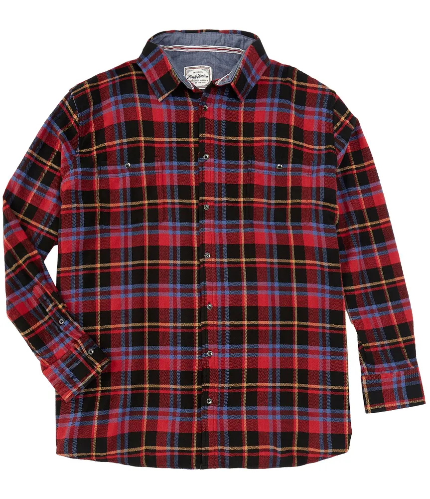 Flag And Anthem Big & Tall Stretch Ladson Herringbone Flannel Long Sleeve Woven Shirt