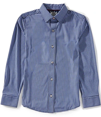 Flag and Anthem Big Boys Long Sleeve Madelfex Journey Gingham Performance Shirt