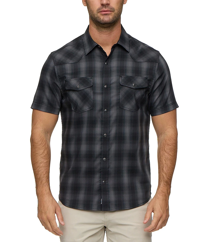 Flag and Anthem Bluffs UPF Performance Plaid Short Sleeve Woven Western Shirt