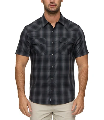 Flag and Anthem Bluffs UPF Performance Plaid Short Sleeve Woven Western Shirt