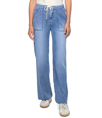 Flag and Anthem Bluffton Mid Rise Wide Leg Pull-on Lightweight Denim Pants