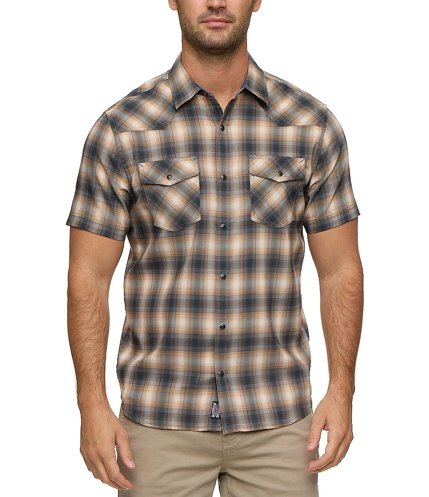 Flag and Anthem Breckenridge UPF Performance Plaid Short Sleeve Woven Western Shirt