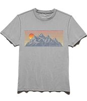 Flag and Anthem Chest-Striped/Mountain Sunset Short Sleeve T-Shirt