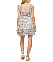 Flag and Anthem Clio Ruffled Floral Print Sleeveless Mini Dress