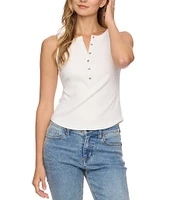 Flag and Anthem Denning Ribbed Knit Henley Tank Top